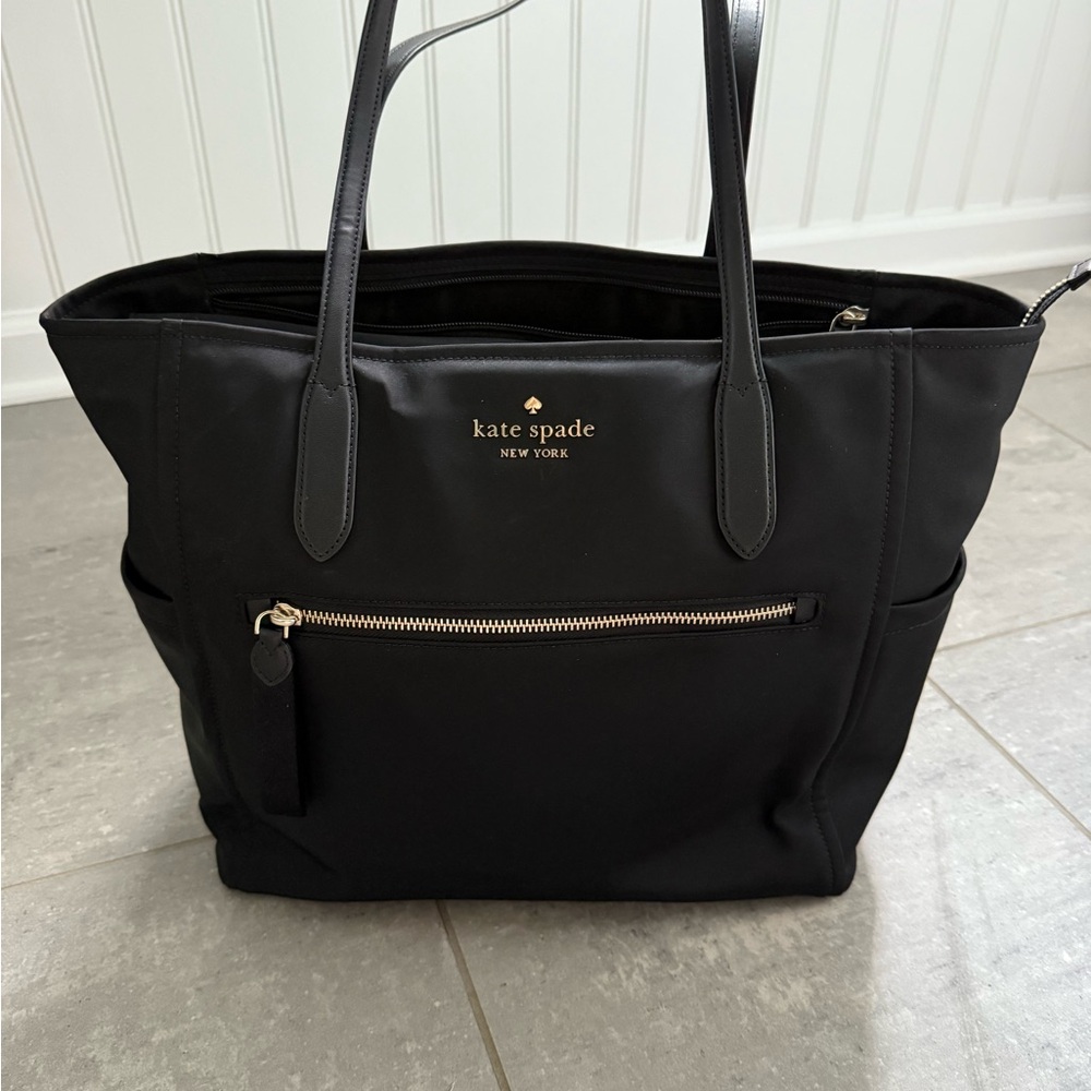 Kate Spade Black Nylon Tote with Leather Trim